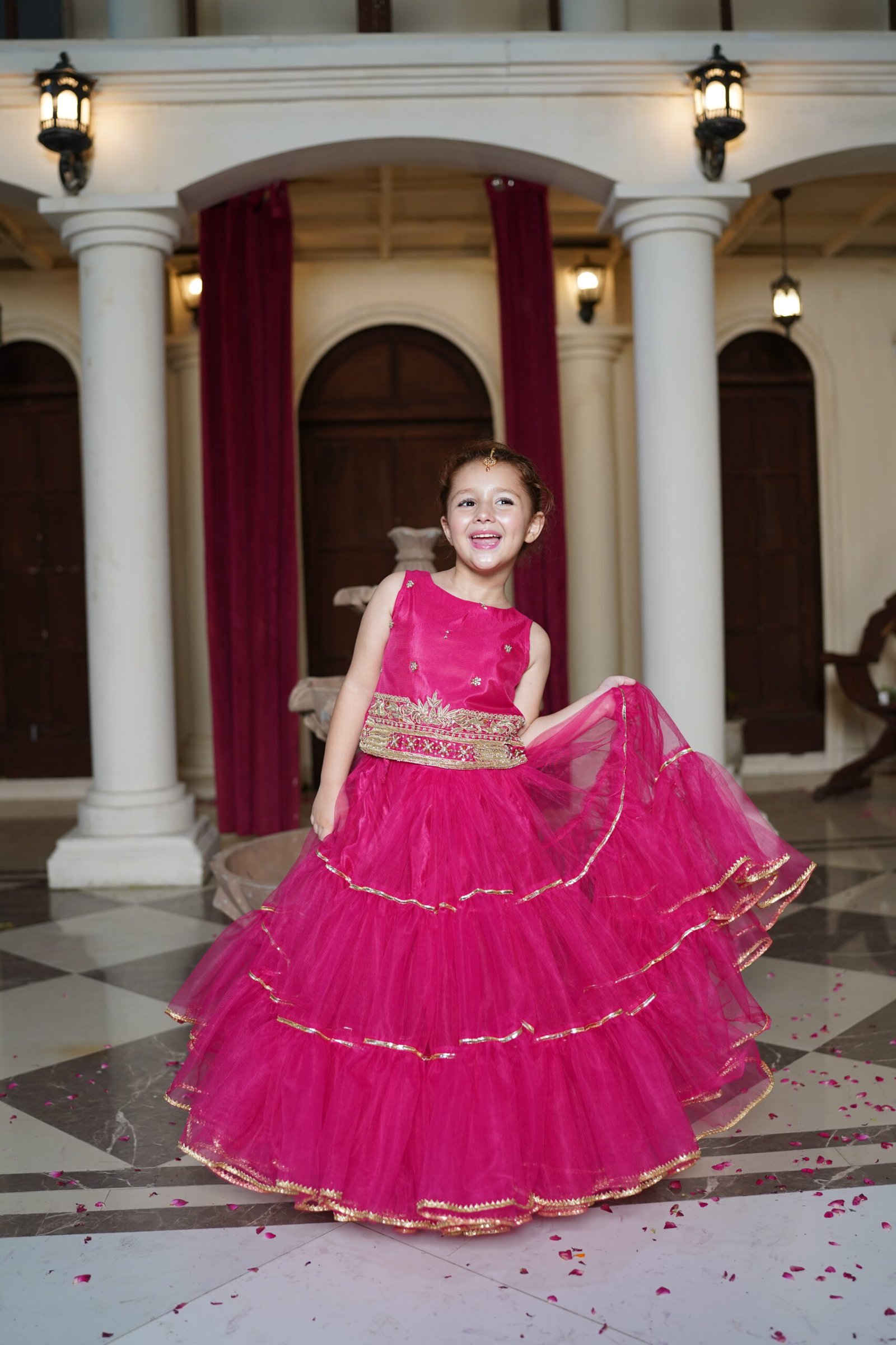 Fuchsia Pink Gown with Sleeveless Bodice - Image 8