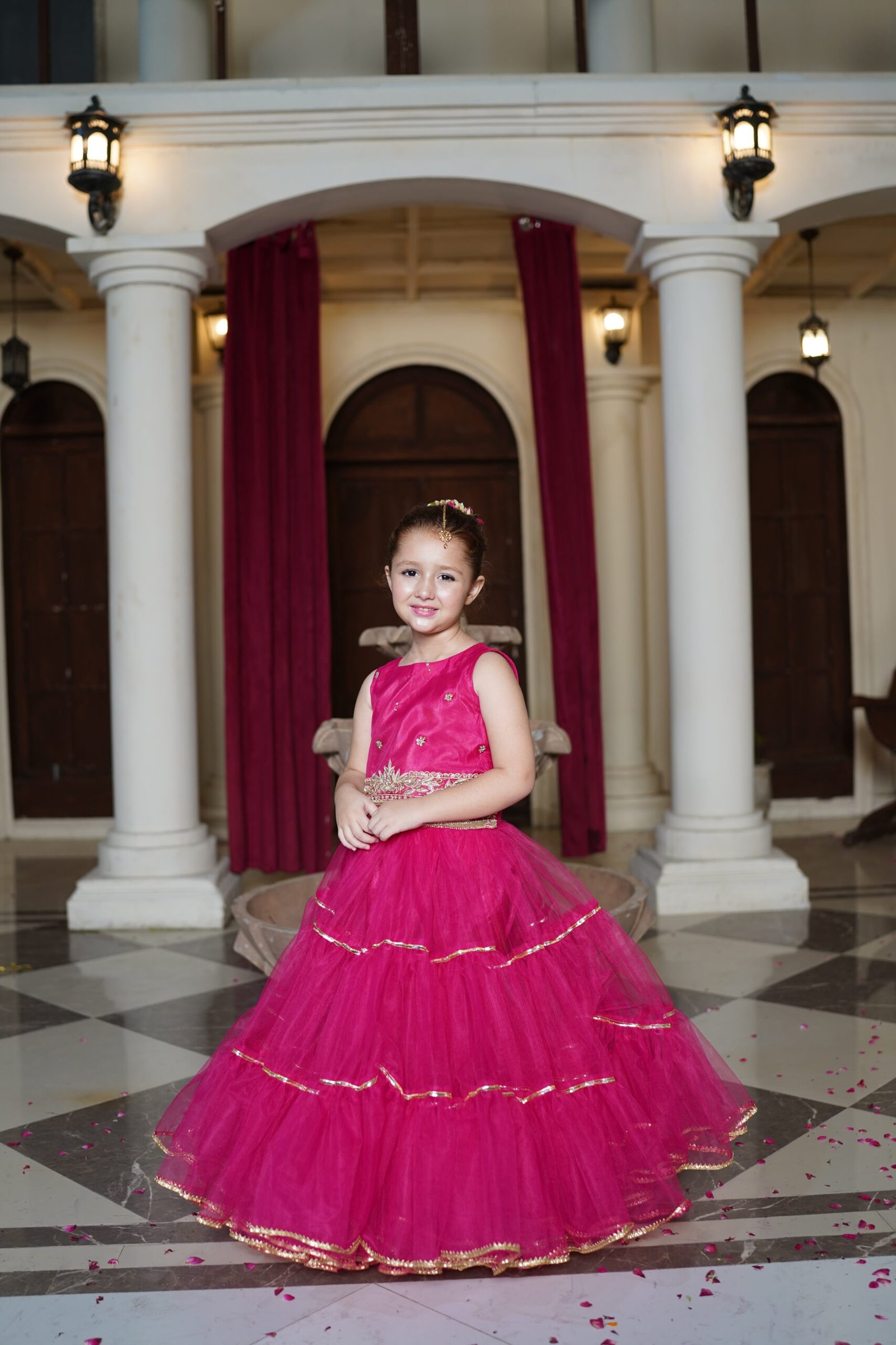 Fuchsia Pink Gown with Sleeveless Bodice - Image 7