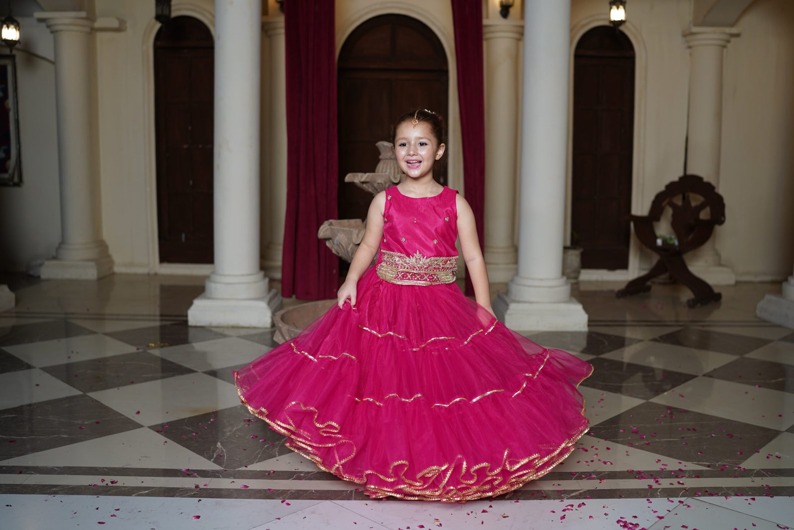 Fuchsia Pink Gown with Sleeveless Bodice