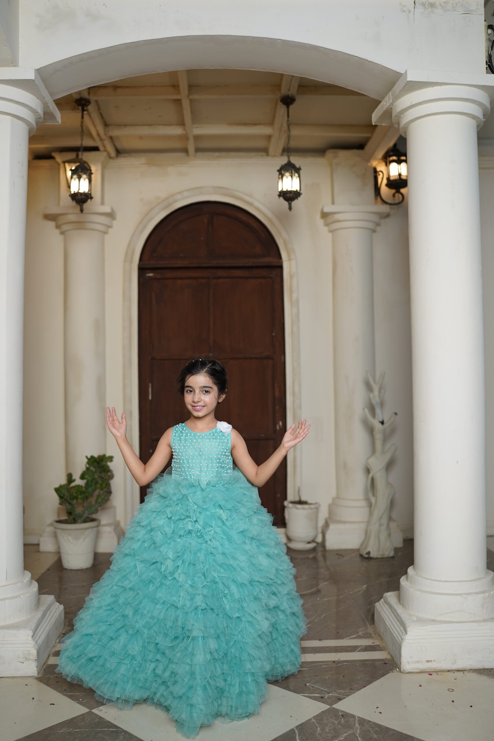 Ruffled Frock Fashioned from Silk and Net